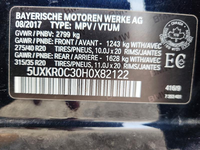 59317726 :رقم المزاد ، 5UXKR0C30H0X82122 vin ، 2017 Bmw X5 مزاد بيع
