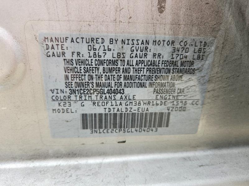 Продажа на аукционе авто 2016 Nissan Versa Note, vin: 3N1CE2CP5GL404043, номер лота: 61954026