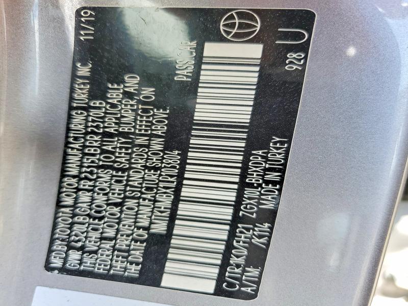 Aukcja sprzedaży 2020 Toyota C-hr, vin: NMTKHMBX1LR103804, numer aukcji: 63361626