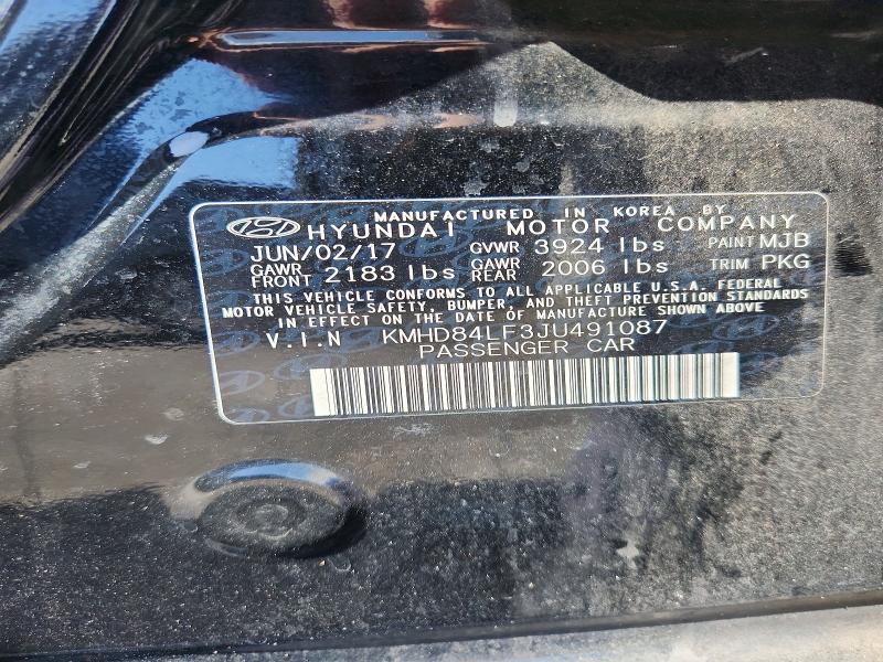 Продажа на аукционе авто 2018 Hyundai Elantra, vin: KMHD84LF3JU491087, номер лота: 61399016