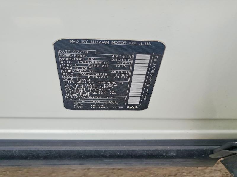 Aukcja sprzedaży 2019 Infiniti Qx50, vin: 3PCAJ5M17KF117760, numer aukcji: 60937546