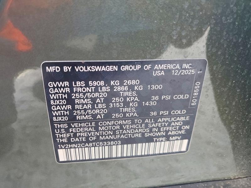 Aukcja sprzedaży 2026 Volkswagen Atlas, vin: 1V2HN2CA8TC533803, numer aukcji: 60501136