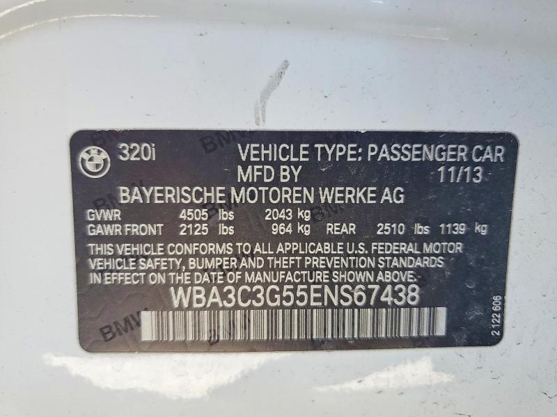 Aukcja sprzedaży 2014 Bmw 320, vin: WBA3C3G55ENS67438, numer aukcji: 61557386