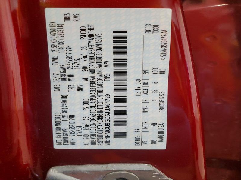Продаж на аукціоні авто 2018 Ford Escape, vin: 1FMCU9GD5JUA01729, номер лоту: 59961026