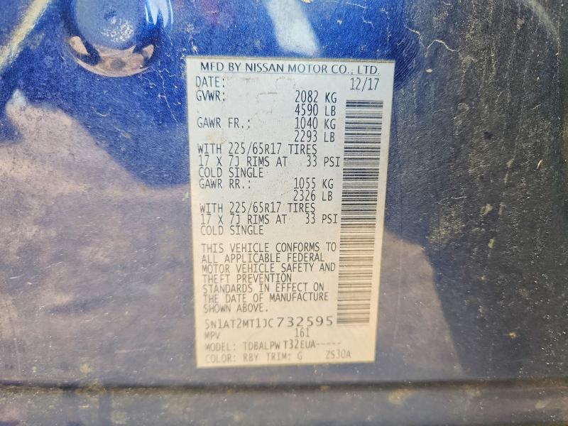 Продаж на аукціоні авто 2018 Nissan Rogue, vin: 5N1AT2MT1JC732595, номер лоту: 62822416