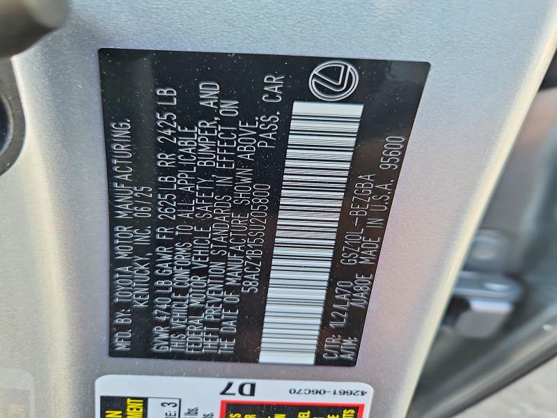 61047346 :رقم المزاد ، 58ACZ1B15SU205800 vin ، 2025 Lexus Es 350 مزاد بيع