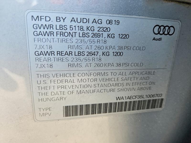 Продажа на аукционе авто 2020 Audi Q3, vin: WA1AECF35L1006703, номер лота: 59311176