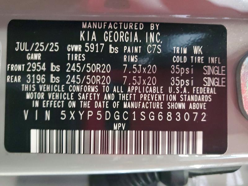 Aukcja sprzedaży 2025 Kia Telluride, vin: 5XYP5DGC1SG683072, numer aukcji: 59276406