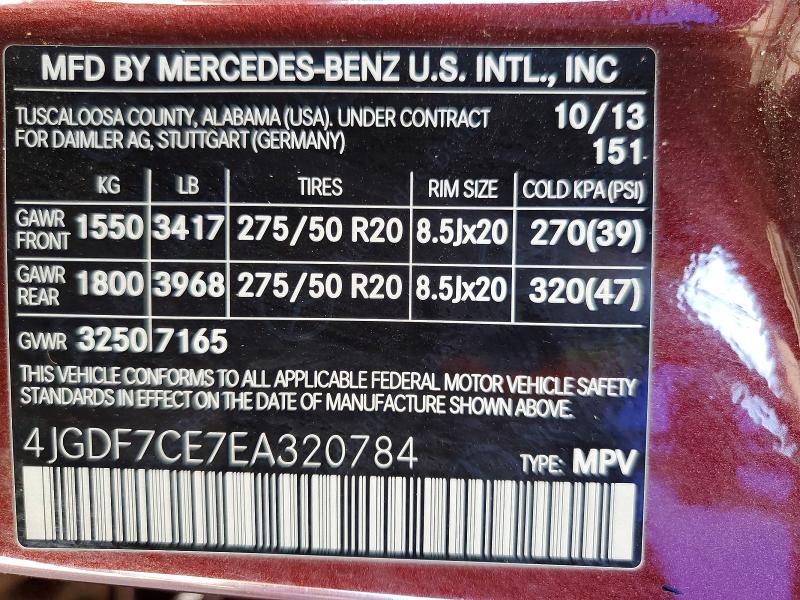 Aukcja sprzedaży 2014 Mercedes-benz Gl, vin: 4JGDF7CE7EA320784, numer aukcji: 62449976