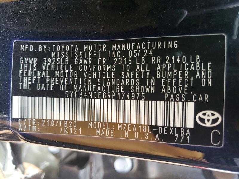 Aukcja sprzedaży 2024 Toyota Corolla, vin: 5YFB4MDE6RP174975, numer aukcji: 60076356