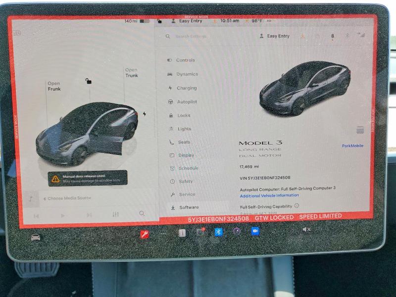 Aukcja sprzedaży 2022 Tesla Model 3, vin: 5YJ3E1EB0NF324508, numer aukcji: 85985215