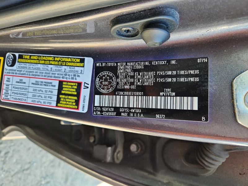 2014 Toyota Venza მანქანა იყიდება აუქციონზე, vin: 4T3BK3BB9EU108901, აუქციონის ნომერი: 59688516