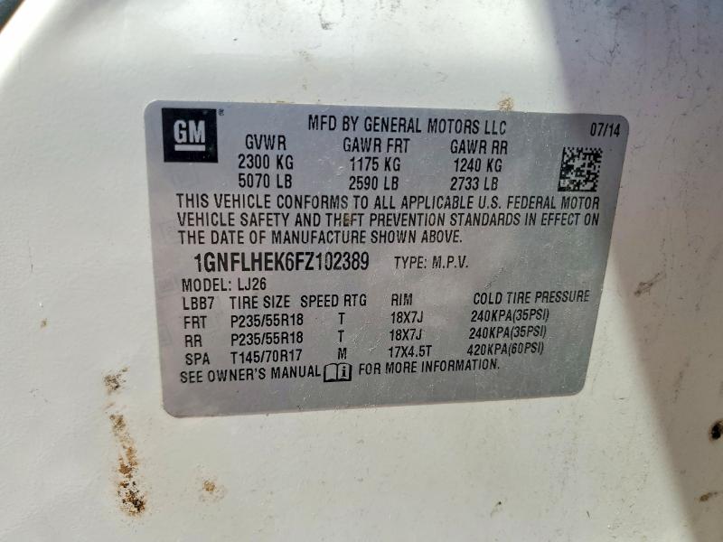 Продажа на аукционе авто 2015 Chevrolet Equinox, vin: 1GNFLHEK6FZ102389, номер лота: 62989016