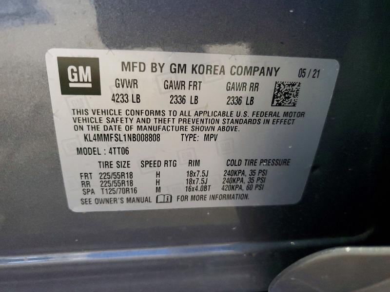 62633846 :رقم المزاد ، KL4MMFSL1NB008808 vin ، 2022 Buick Encore Gx مزاد بيع