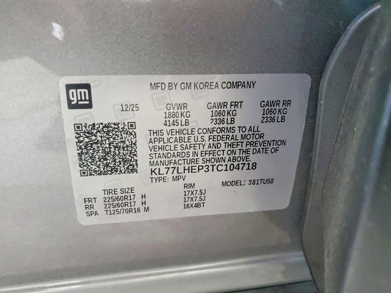 59596726 :رقم المزاد ، KL77LHEP3TC104718 vin ، 2026 Chevrolet Trax مزاد بيع