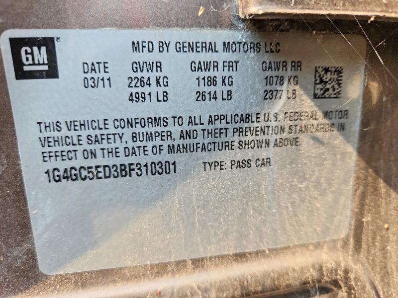 Aukcja sprzedaży 2011 Buick Lacrosse, vin: 1G4GC5ED3BF310301, numer aukcji: 61362086