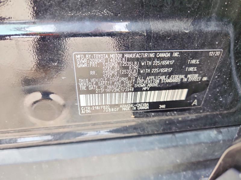 Aukcja sprzedaży 2021 Toyota Rav4, vin: 2T3F1RFV3MC173948, numer aukcji: 59679886