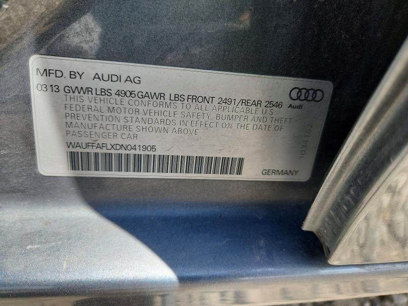 61410886 :رقم المزاد ، WAUFFAFLXDN041905 vin ، 2013 Audi A4 مزاد بيع