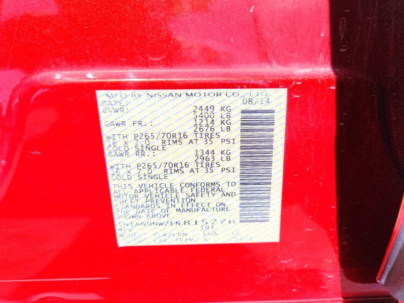 Aukcja sprzedaży 2014 Nissan Xterra, vin: 5N1AN0NW2EN815776, numer aukcji: 62466526