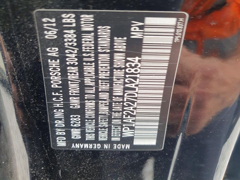 60429636 :رقم المزاد ، WP1AF2A27DLA21834 vin ، 2013 Porsche Cayenne مزاد بيع