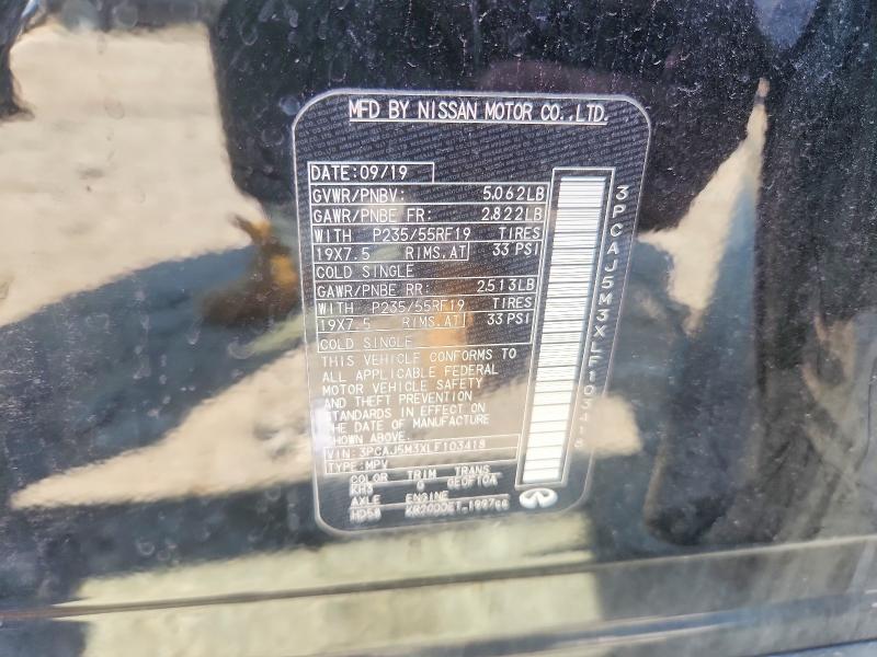 62651726 :رقم المزاد ، 3PCAJ5M3XLF103418 vin ، 2020 Infiniti Qx50 مزاد بيع
