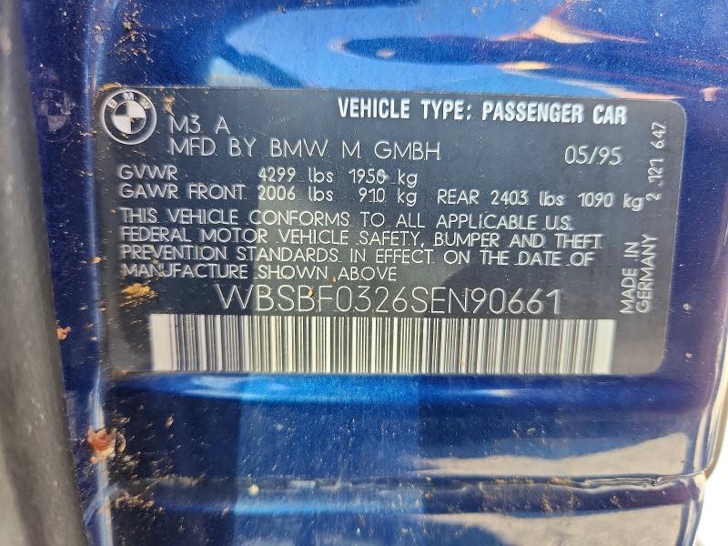 63316936 :رقم المزاد ، WBSBF0326SEN90661 vin ، 1995 Bmw M3 مزاد بيع
