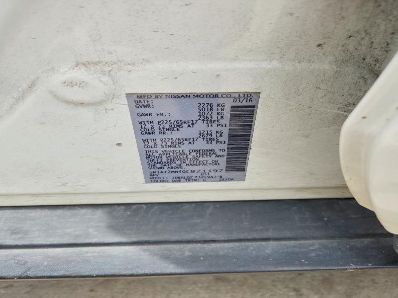 2016 Nissan Rogue მანქანა იყიდება აუქციონზე, vin: 5N1AT2MN4GC821197, აუქციონის ნომერი: 61241536