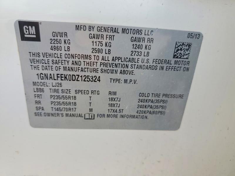 2013 Chevrolet Equinox მანქანა იყიდება აუქციონზე, vin: 1GNALFEK0DZ125324, აუქციონის ნომერი: 61083126