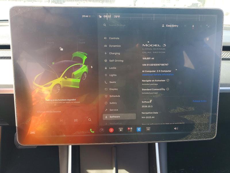 59309966 :رقم المزاد ، 5YJ3E1EB1KF186747 vin ، 2019 Tesla Model 3 مزاد بيع