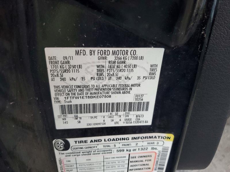 Aukcja sprzedaży 2011 Ford F150, vin: 1FTFW1ET8BKE07508, numer aukcji: 60167316