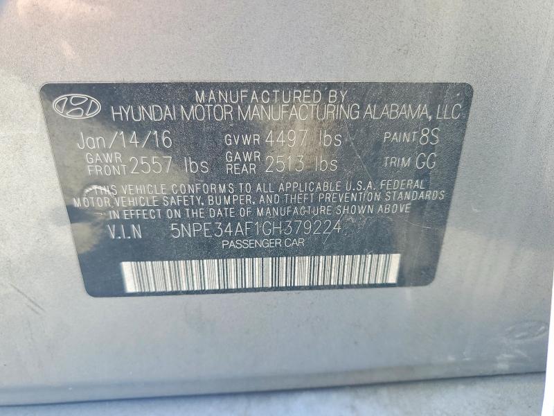 59873556 :رقم المزاد ، 5NPE34AF1GH379224 vin ، 2016 Hyundai Sonata مزاد بيع