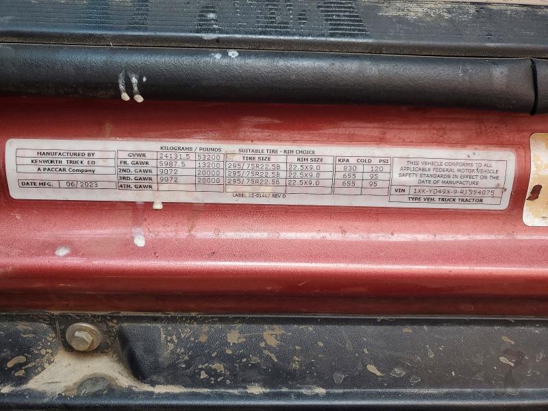 Auction sale of the 2024 Kenworth Construction, vin: 1XKYD49X9RJ354075, lot number: 59964056