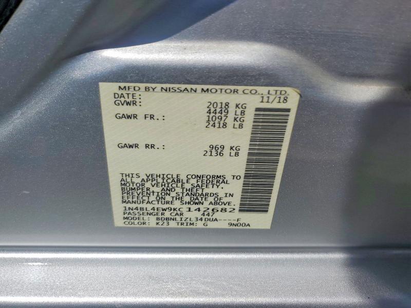 Продажа на аукционе авто 2019 Nissan Altima, vin: 1N4BL4EW9KC142682, номер лота: 60427606