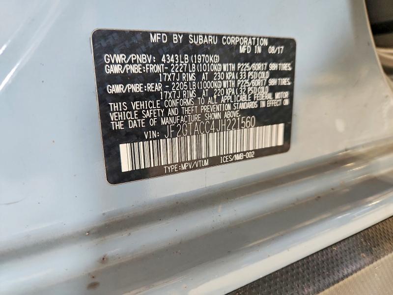 61730776 :رقم المزاد ، JF2GTACC4JH221560 vin ، 2018 Subaru Crosstrek مزاد بيع