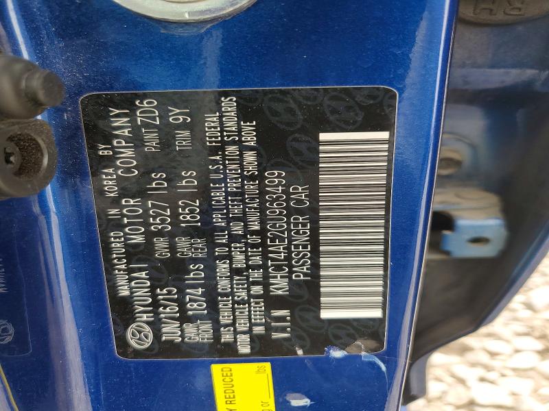 62913676 :رقم المزاد ، KMHCT4AE2GU963499 vin ، 2016 Hyundai Accent مزاد بيع
