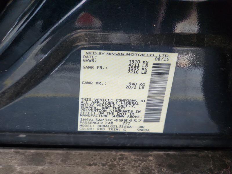 Продажа на аукционе авто 2015 Nissan Altima, vin: 1N4AL3AP3FC498457, номер лота: 59250936