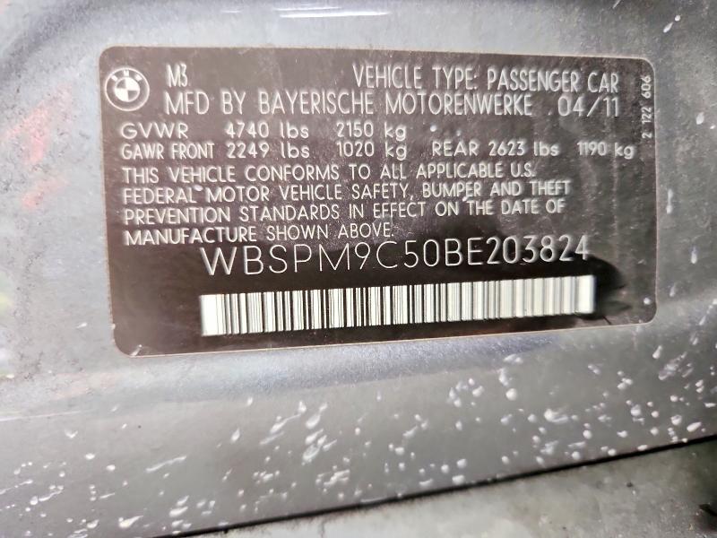 Продаж на аукціоні авто 2011 Bmw M3, vin: WBSPM9C50BE203824, номер лоту: 60616226