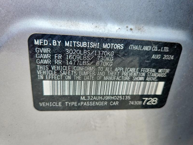 Aukcja sprzedaży 2024 Mitsubishi Mirage, vin: ML32AUHJ9RH025135, numer aukcji: 61937336