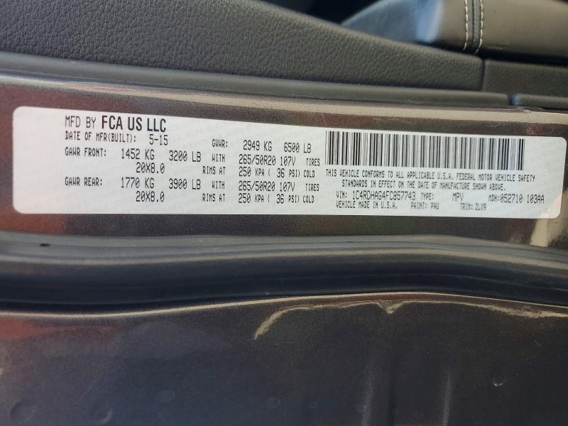 2015 Dodge Durango მანქანა იყიდება აუქციონზე, vin: 1C4RDHAG4FC857743, აუქციონის ნომერი: 59379796