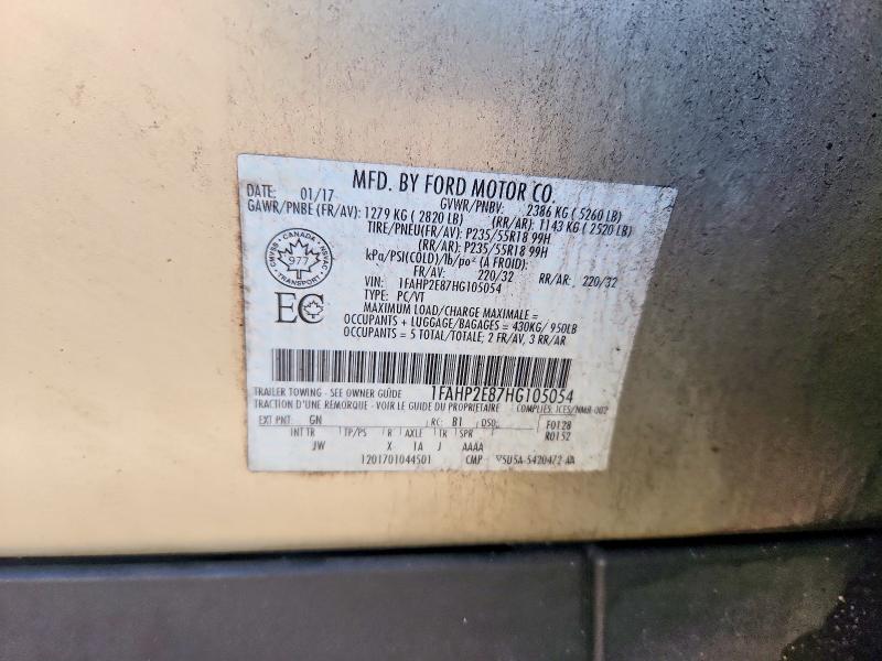 2017 Ford Taurus მანქანა იყიდება აუქციონზე, vin: 1FAHP2E87HG105054, აუქციონის ნომერი: 63017996