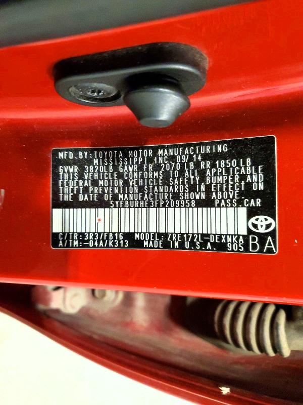 60895946 :رقم المزاد ، 5YFBURHE3FP209958 vin ، 2015 Toyota Corolla مزاد بيع