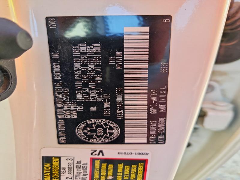 62997566 :رقم المزاد ، 4T3ZK11A09U003536 vin ، 2009 Toyota Venza مزاد بيع