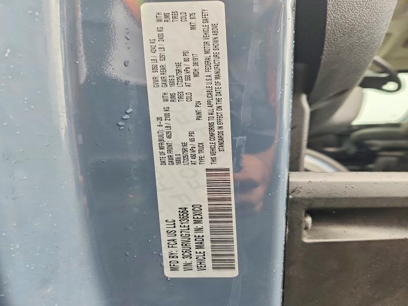 69236996 :رقم المزاد ، 3C6URVJG7LE136564         vin ، 2020 Ram Promaster 3500 مزاد بيع