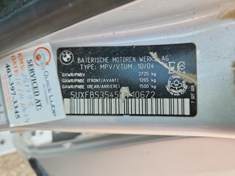 2005 Bmw X5 მანქანა იყიდება აუქციონზე, vin: 5UXFB53545LV10672, აუქციონის ნომერი: 63541716