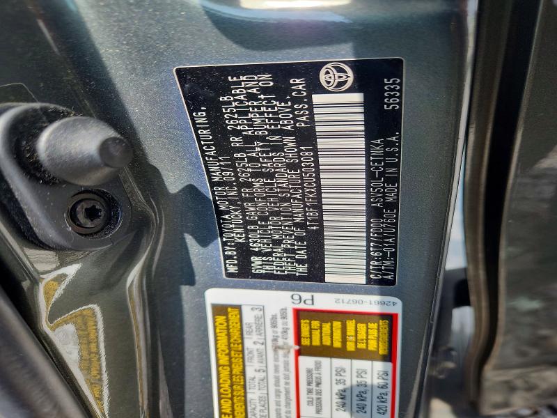 2012 Toyota Camry მანქანა იყიდება აუქციონზე, vin: 4T1BF1FKXCU503081, აუქციონის ნომერი: 60683606