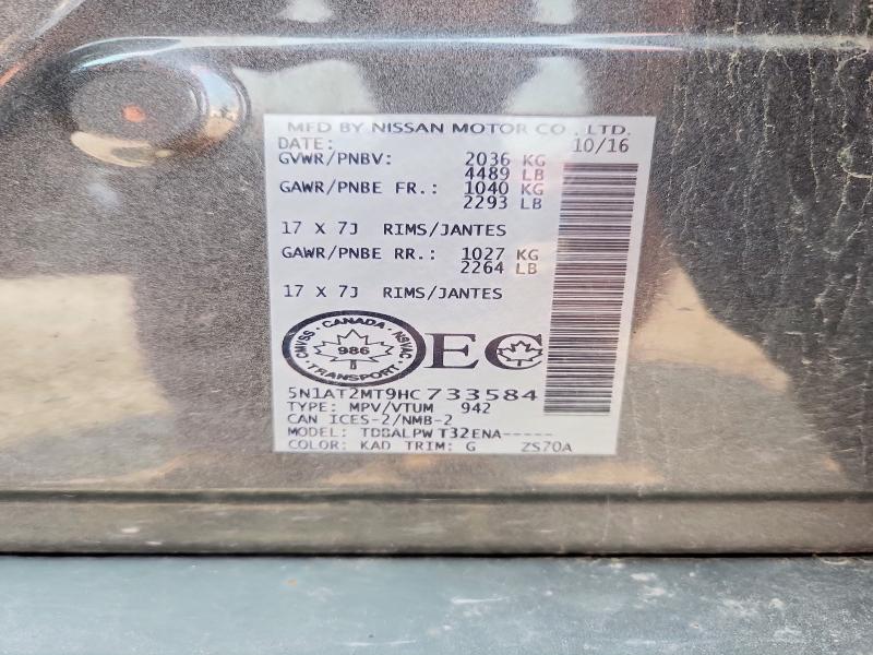 Aukcja sprzedaży 2017 Nissan Rogue, vin: 5N1AT2MT9HC733584, numer aukcji: 60080006
