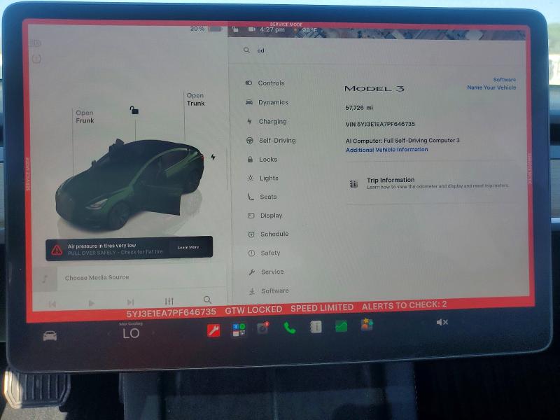 63718996 :رقم المزاد ، 5YJ3E1EA7PF646735 vin ، 2023 Tesla Model 3 مزاد بيع