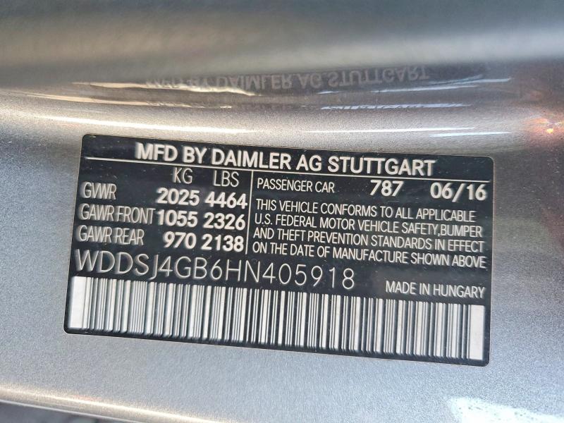 58956656 :رقم المزاد ، WDDSJ4GB6HN405918 vin ، 2017 Mercedes-benz Cla مزاد بيع