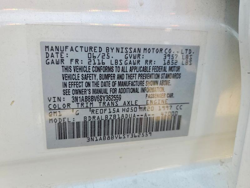 2025 Nissan Sentra მანქანა იყიდება აუქციონზე, vin: 3N1AB8BV6SY362559, აუქციონის ნომერი: 61896176