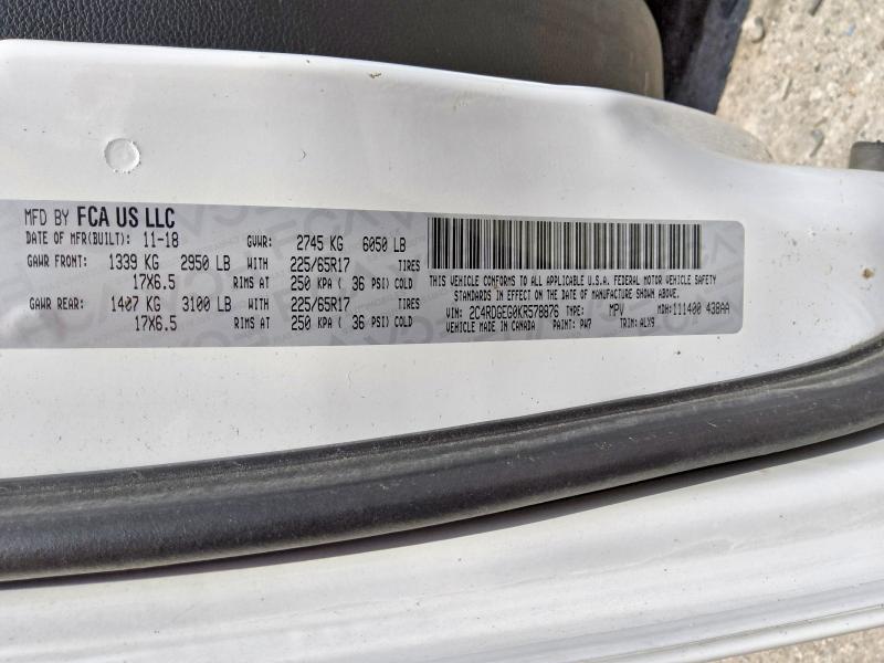 Aukcja sprzedaży 2019 Dodge Grand Caravan, vin: 2C4RDGEG0KR578876, numer aukcji: 61682136
